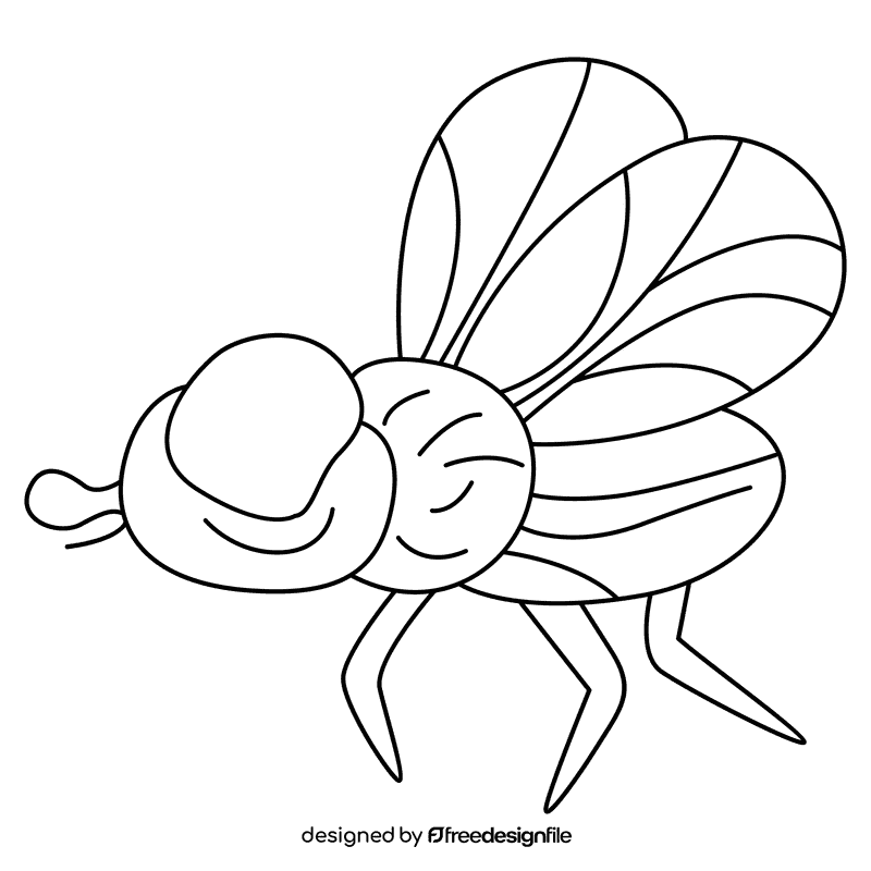 Housefly sniffing black and white clipart