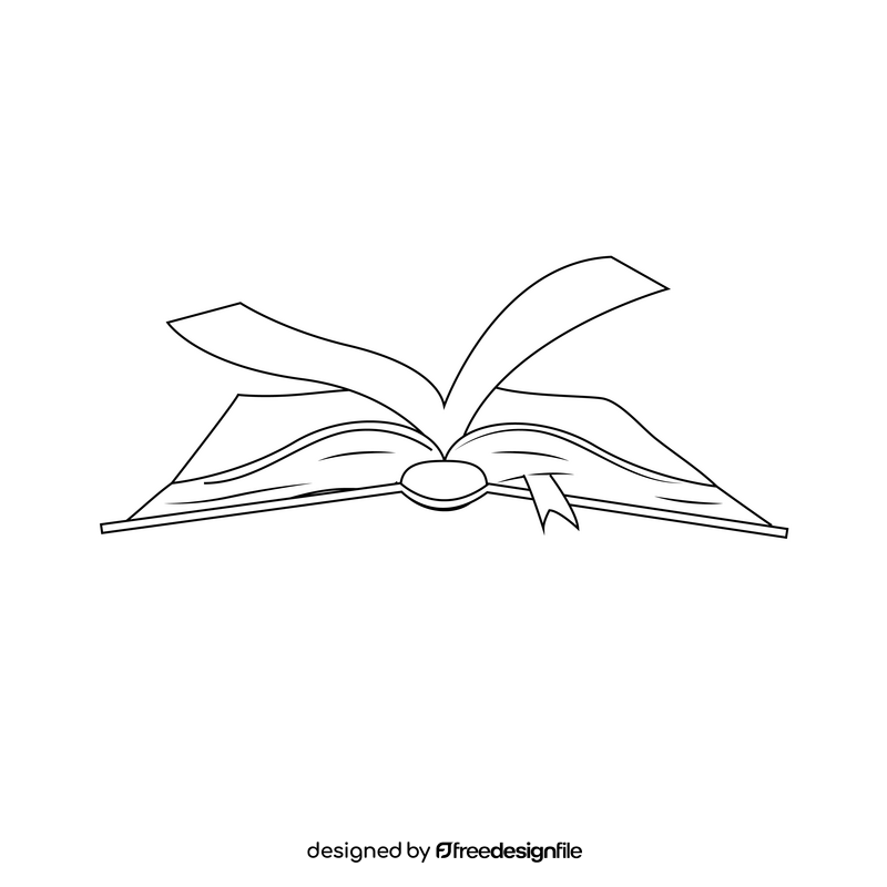 Open book drawing black and white clipart