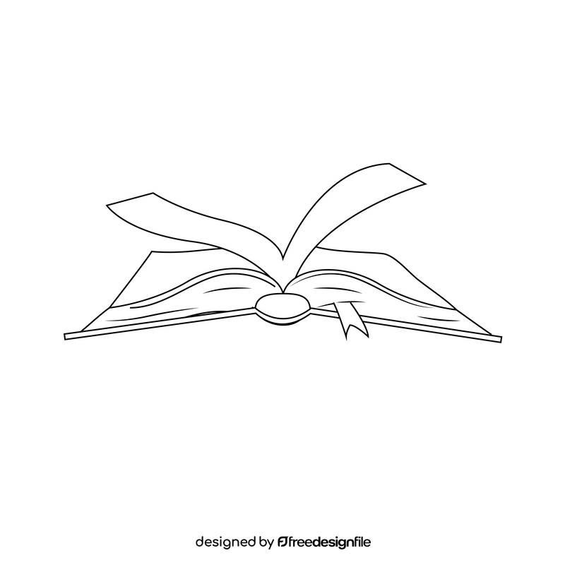 Open book drawing black and white clipart