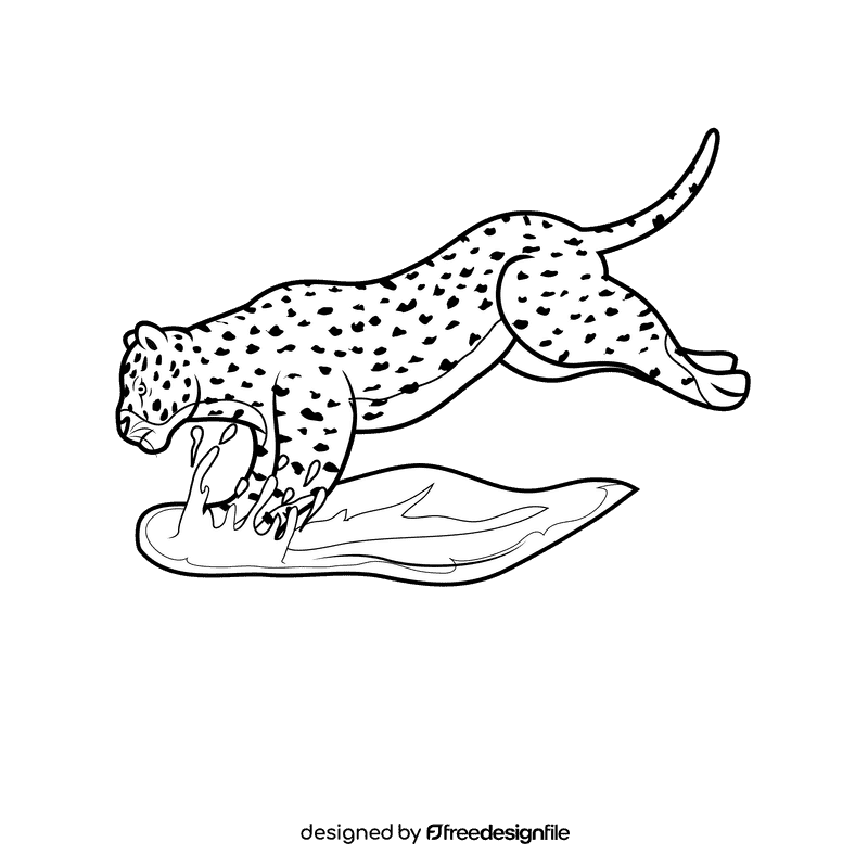 Leopard Landing black and white clipart