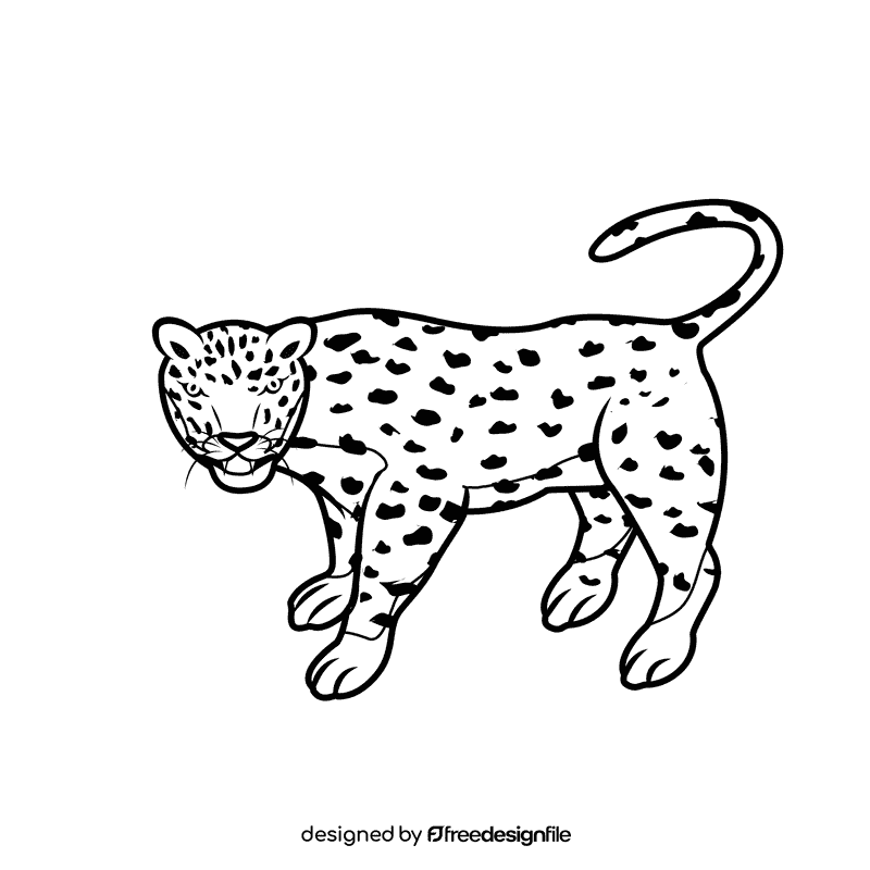 Leopard Move black and white clipart