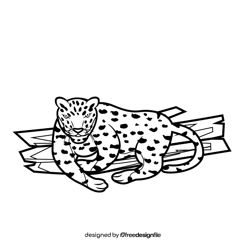 Leopard Rest black and white clipart
