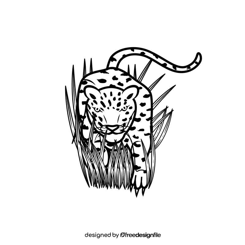 Leopard Stalk black and white clipart