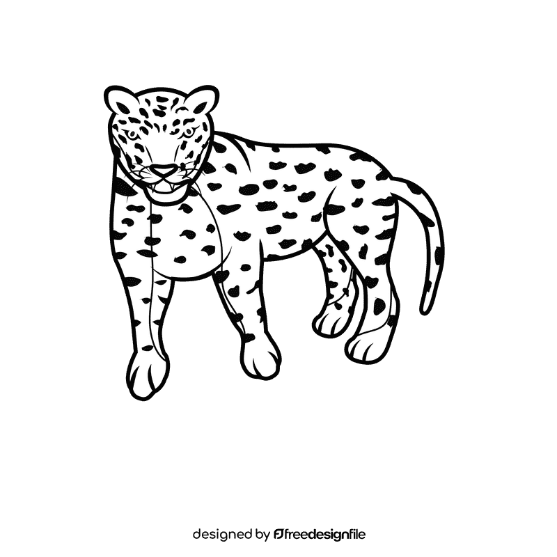 Leopard Stand black and white clipart
