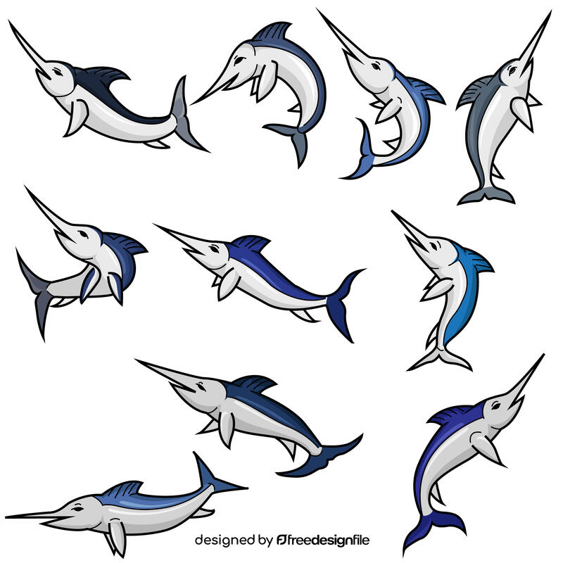 Swordfish set vector
