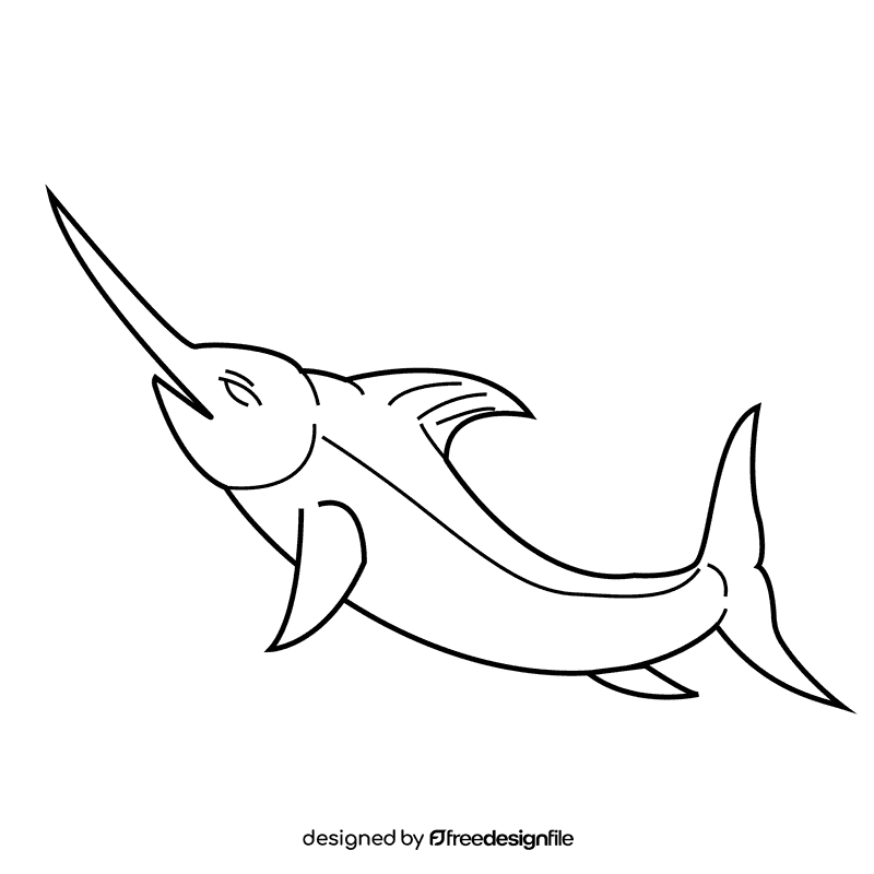 Swordfish black and white clipart