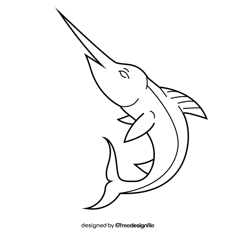 Swordfish black and white clipart