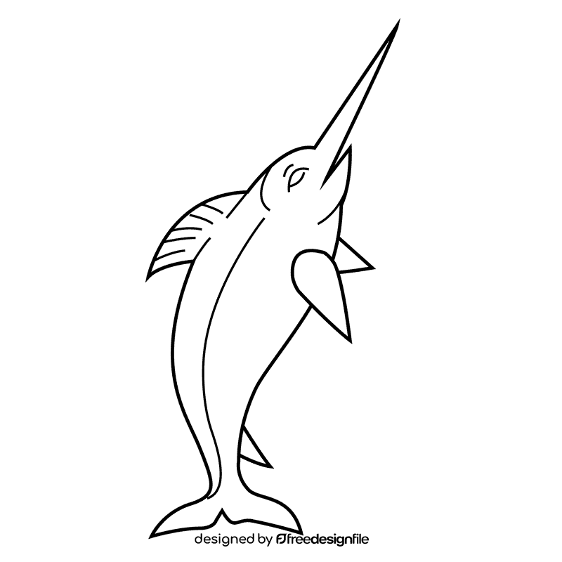 Swordfish black and white clipart