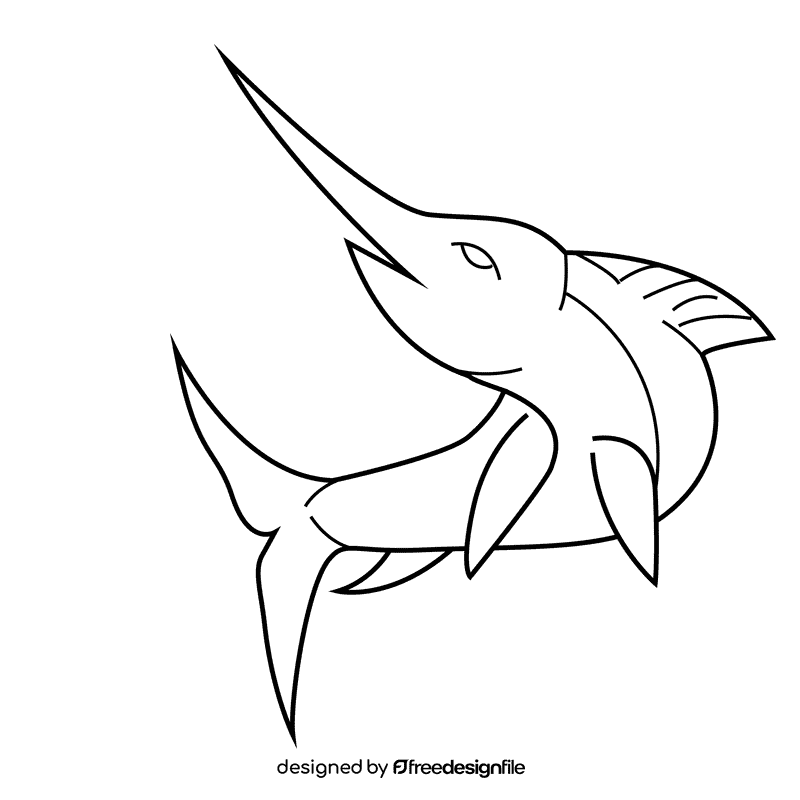 Swordfish black and white clipart