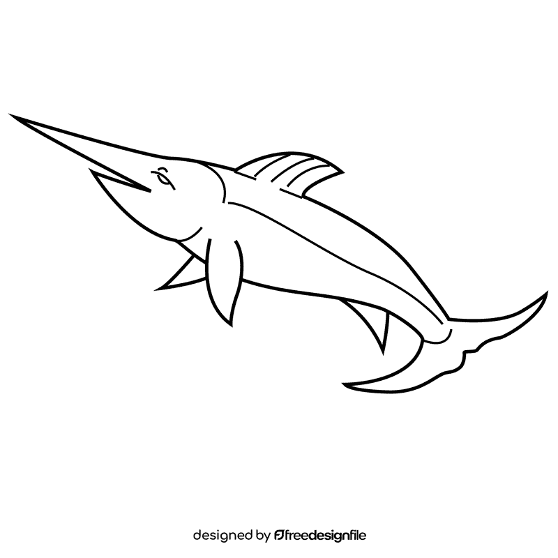 Swordfish black and white clipart