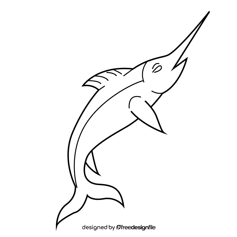 Swordfish black and white clipart