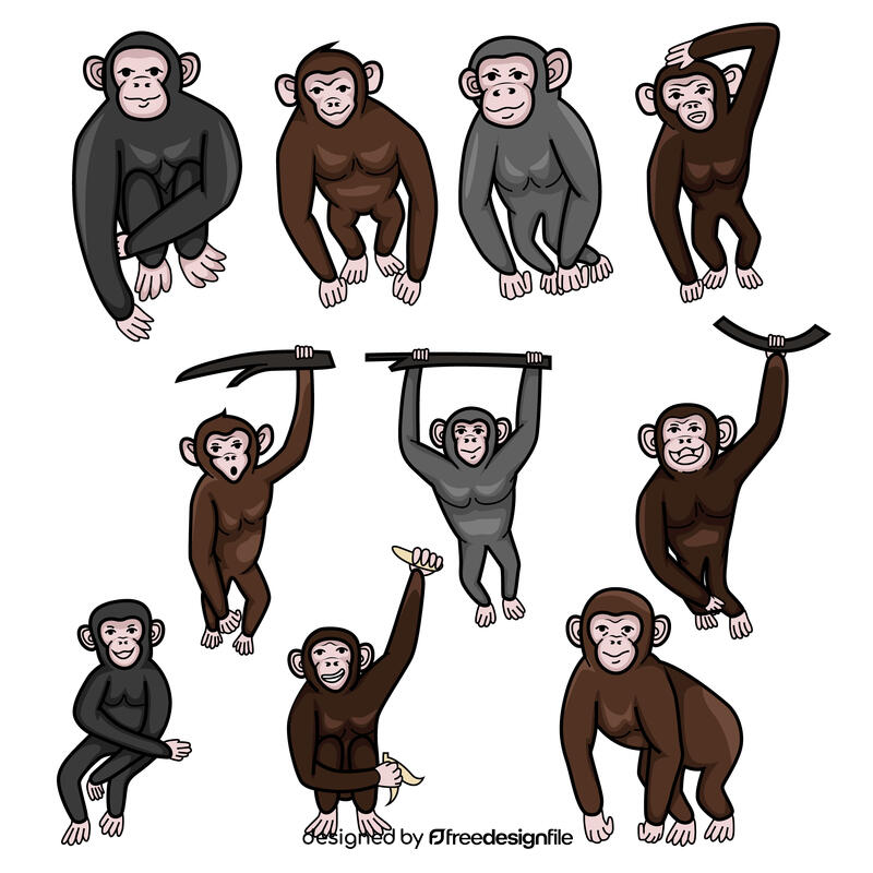 Chimpanzee set vector