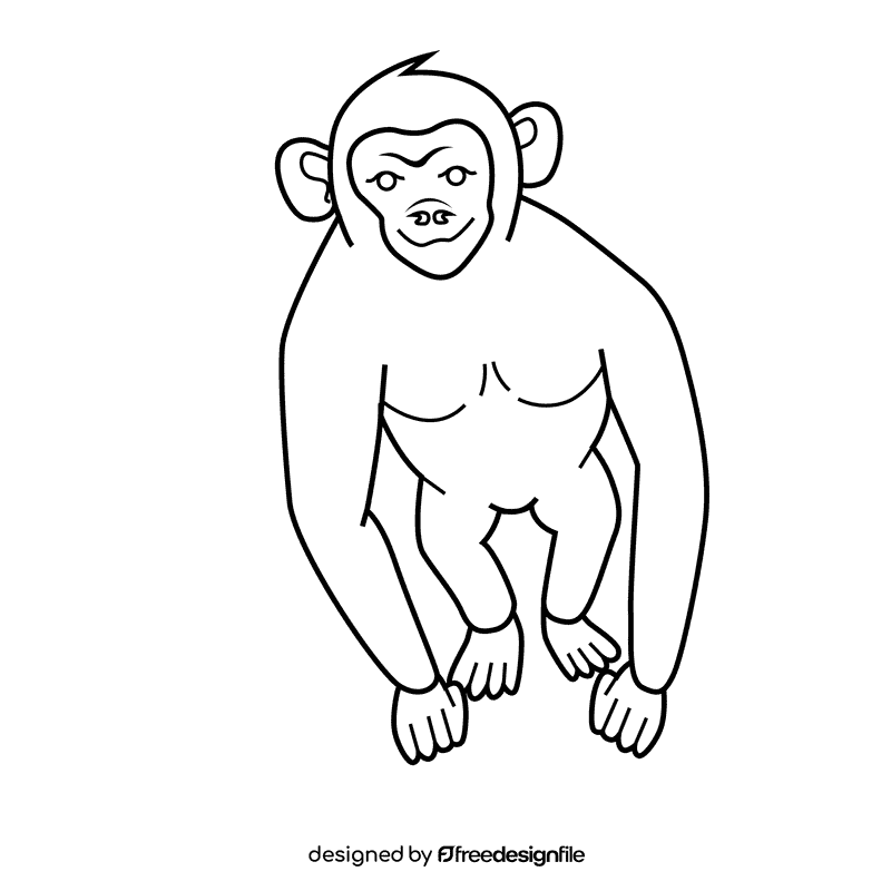 Chimpanzee black and white clipart