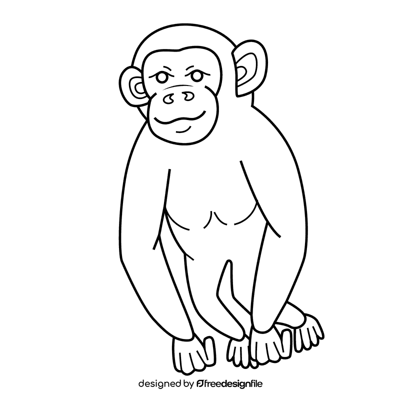 Chimpanzee black and white clipart