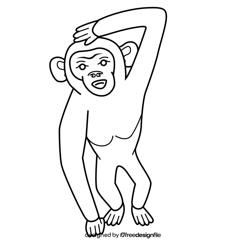 Chimpanzee black and white clipart