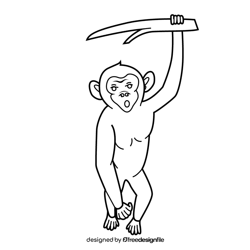 Chimpanzee black and white clipart
