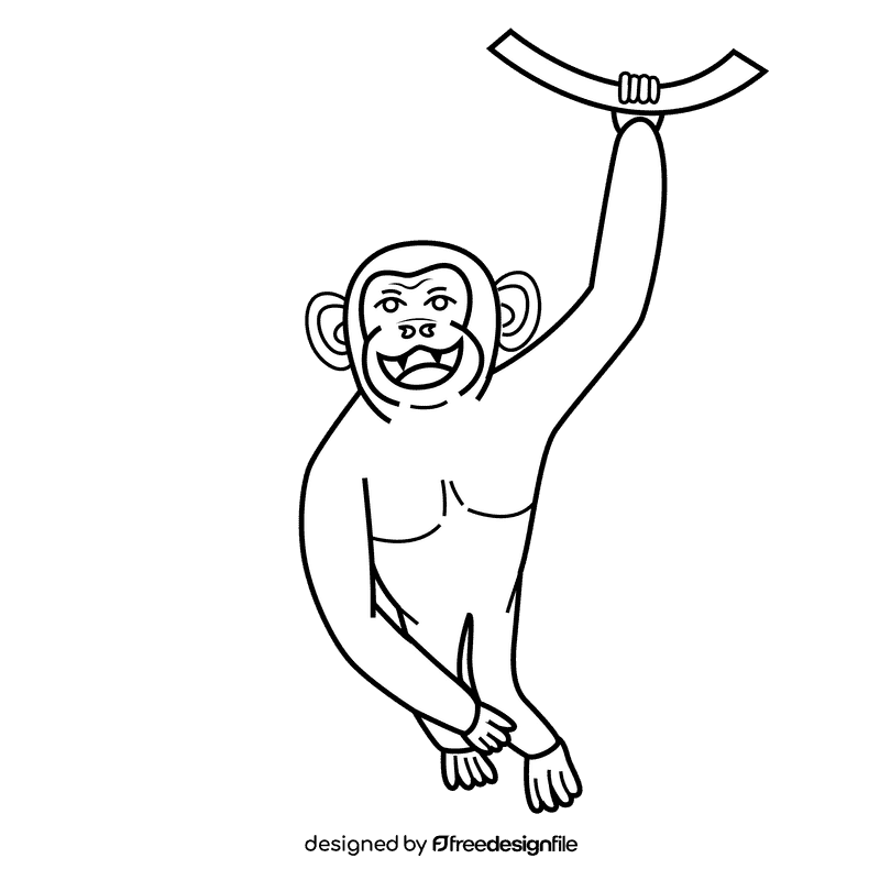 Chimpanzee black and white clipart