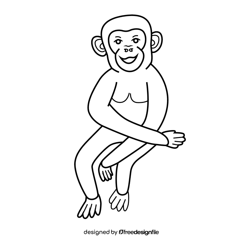Chimpanzee black and white clipart
