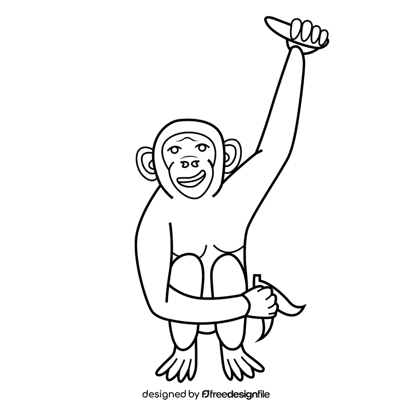 Chimpanzee black and white clipart