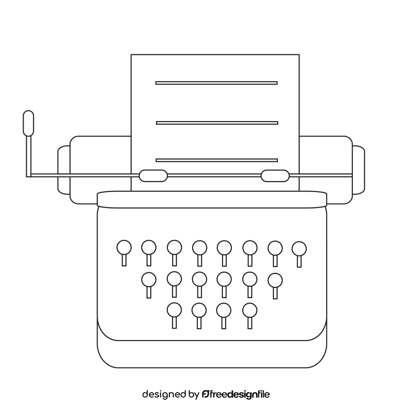 Typewriter drawing black and white clipart