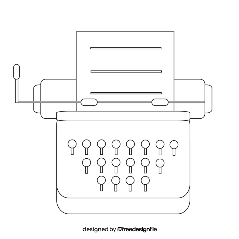 Typewriter drawing black and white clipart