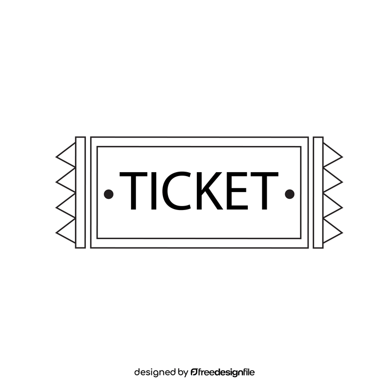 American football ticket black and white clipart