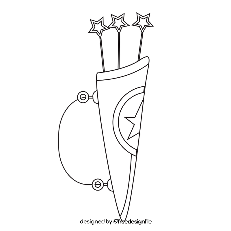 Archery arrows bag black and white clipart