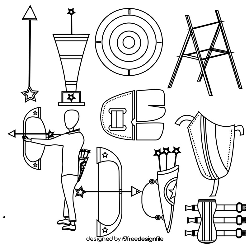 Archery set black and white vector