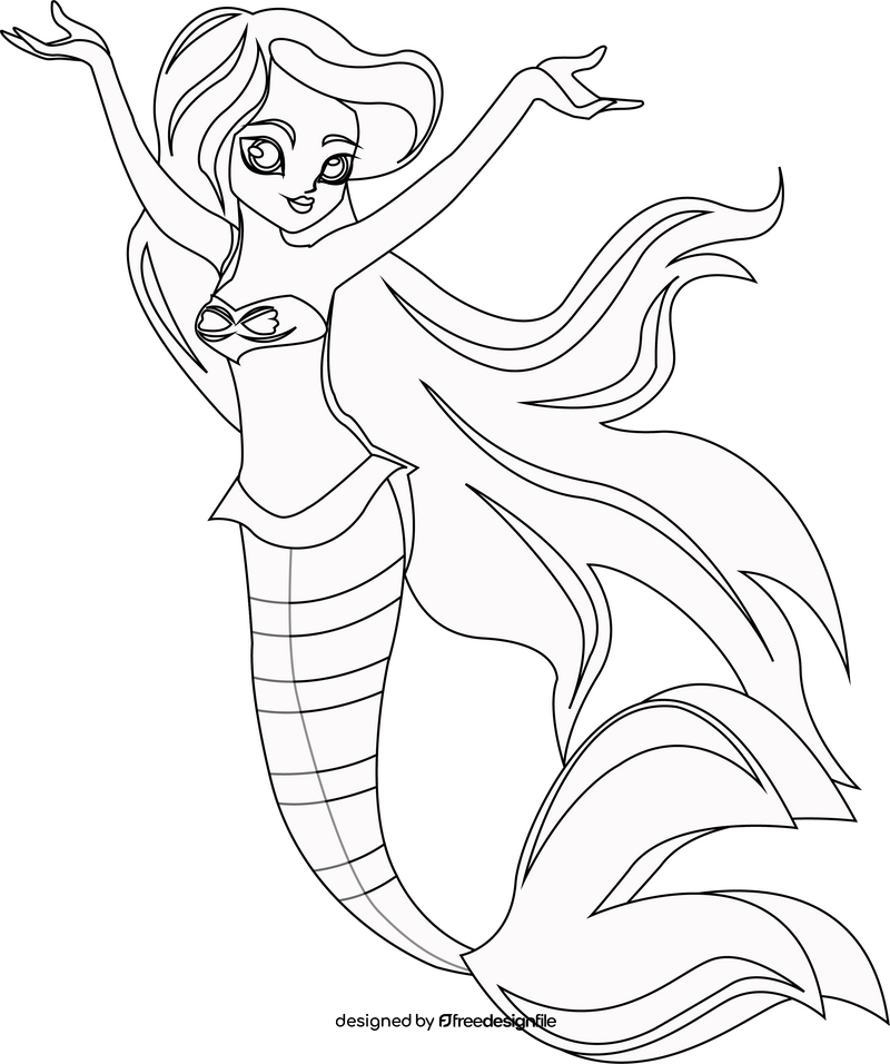 Free mermaid black and white clipart