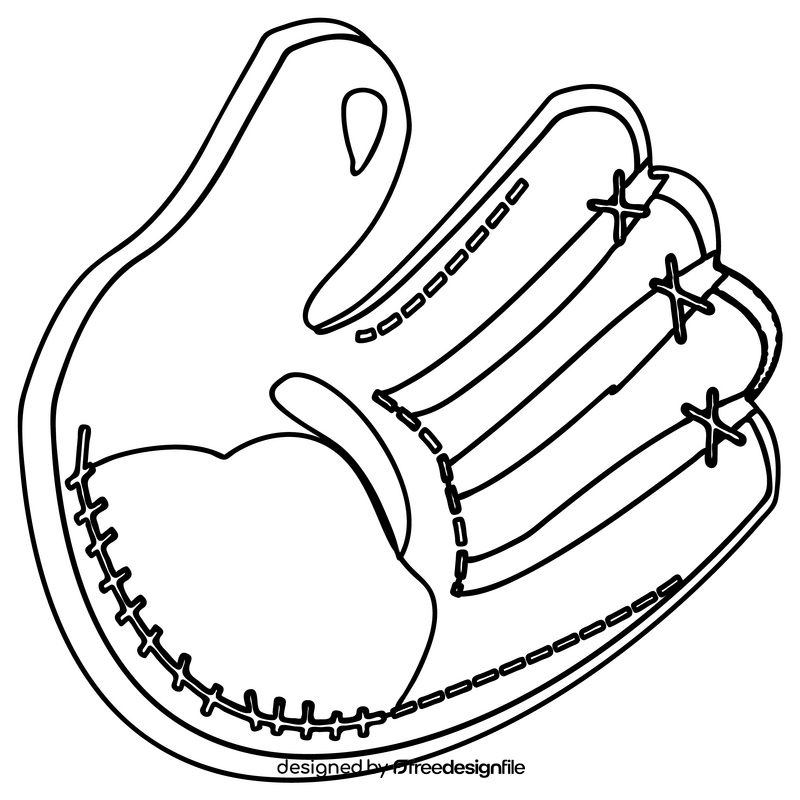 Baseball glove black and white clipart