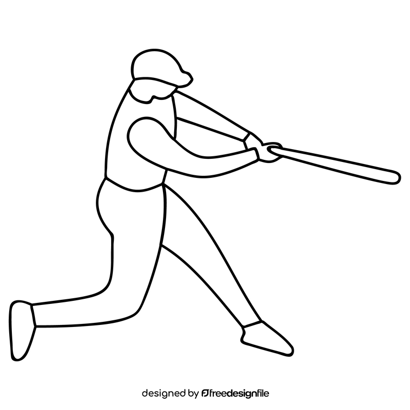 Baseball player black and white clipart