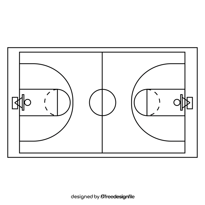 Basketball court black and white clipart