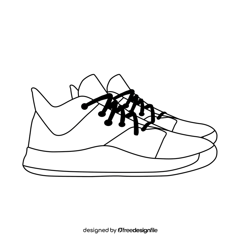 Basketball shoes black and white clipart