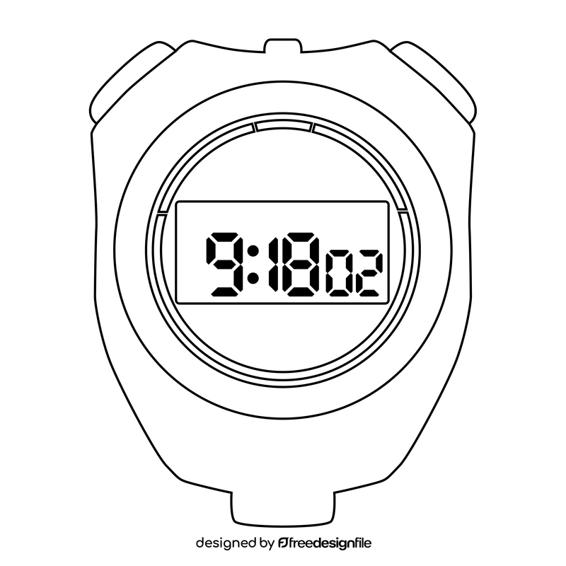 Stopwatch black and white clipart