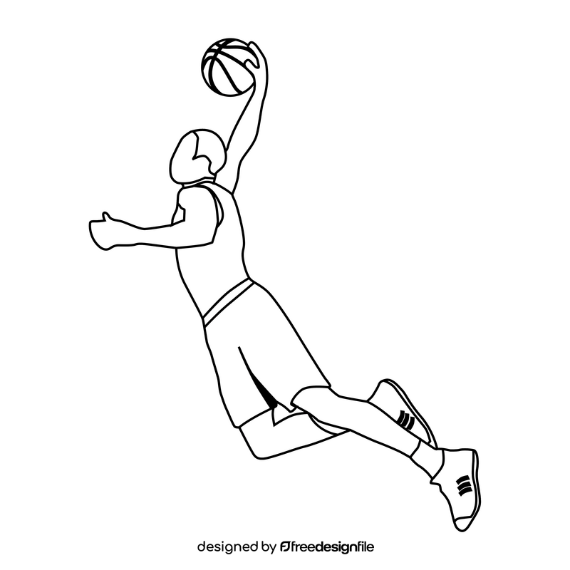 Slam dunk basketball black and white clipart