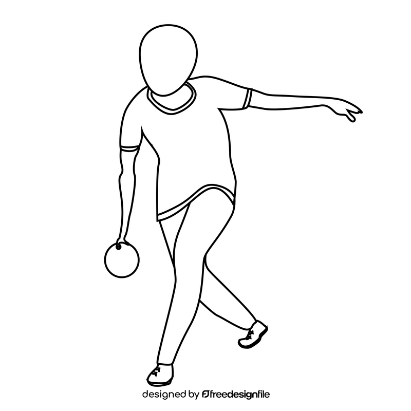 Bowling player black and white clipart