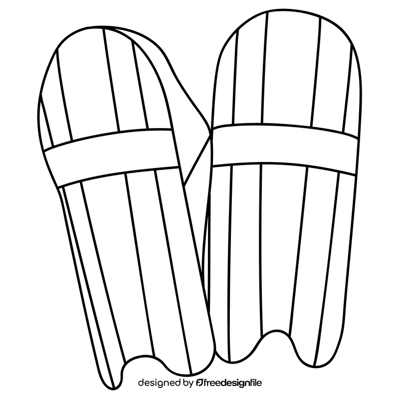 Cricket batting pads black and white clipart