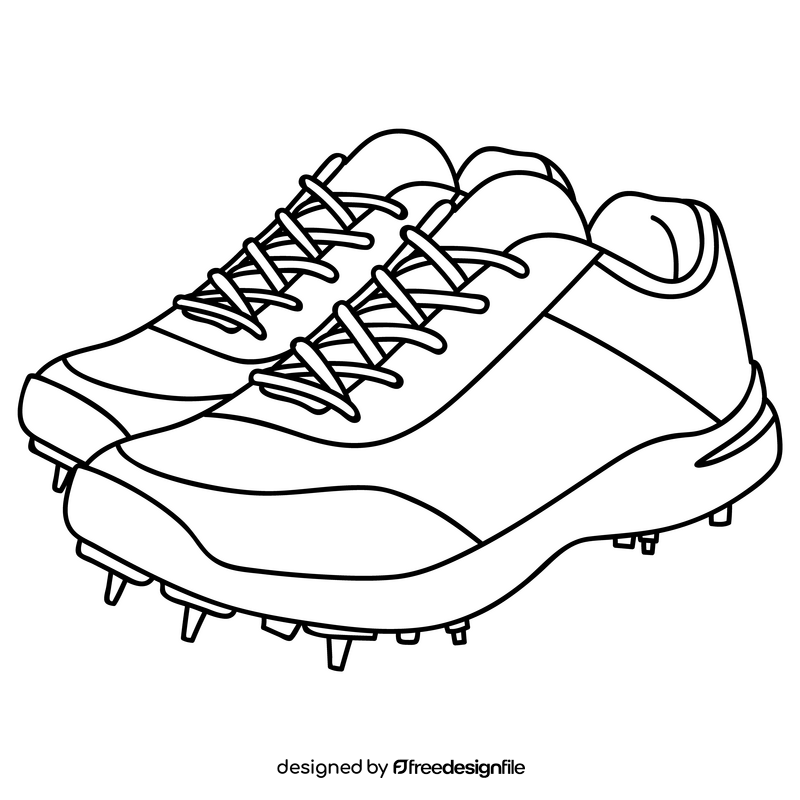 Cricket shoes black and white clipart