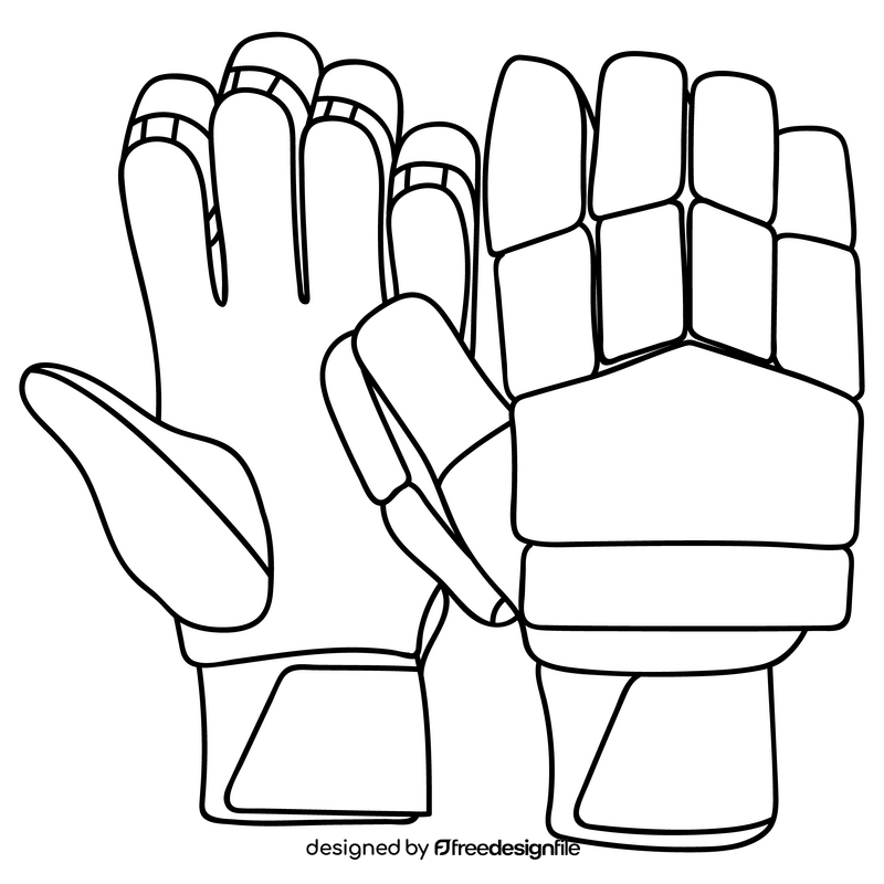 Cricket gloves black and white clipart