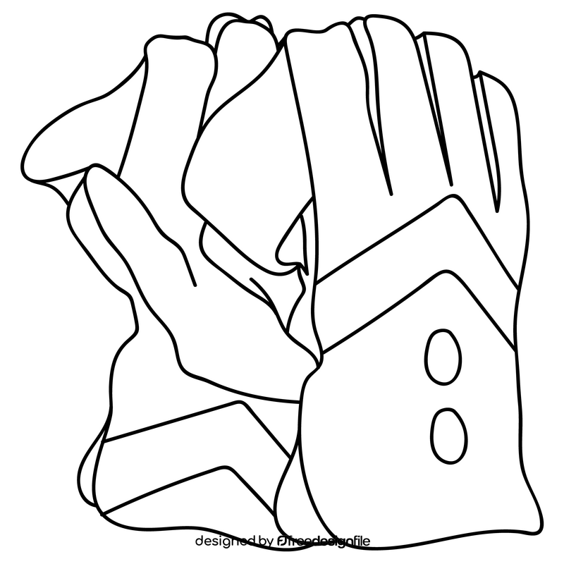 Cricket keeper gloves black and white clipart