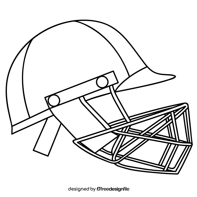 Cricket helmet black and white clipart