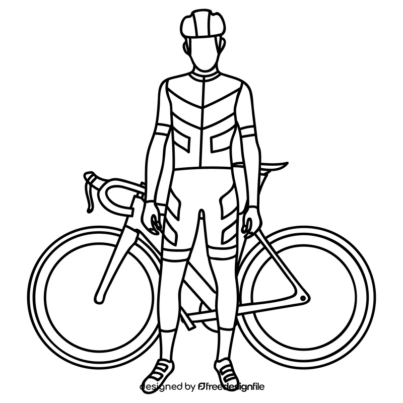 Cycling black and white clipart