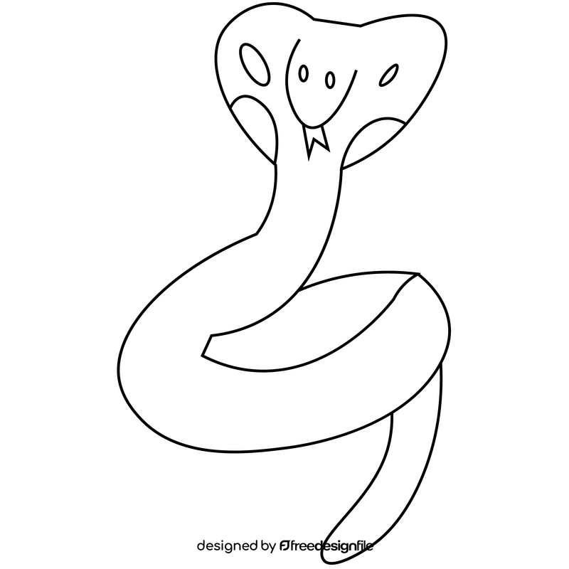 Cobra cartoon drawing black and white clipart