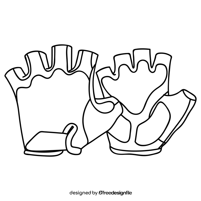 Cycling gloves black and white clipart