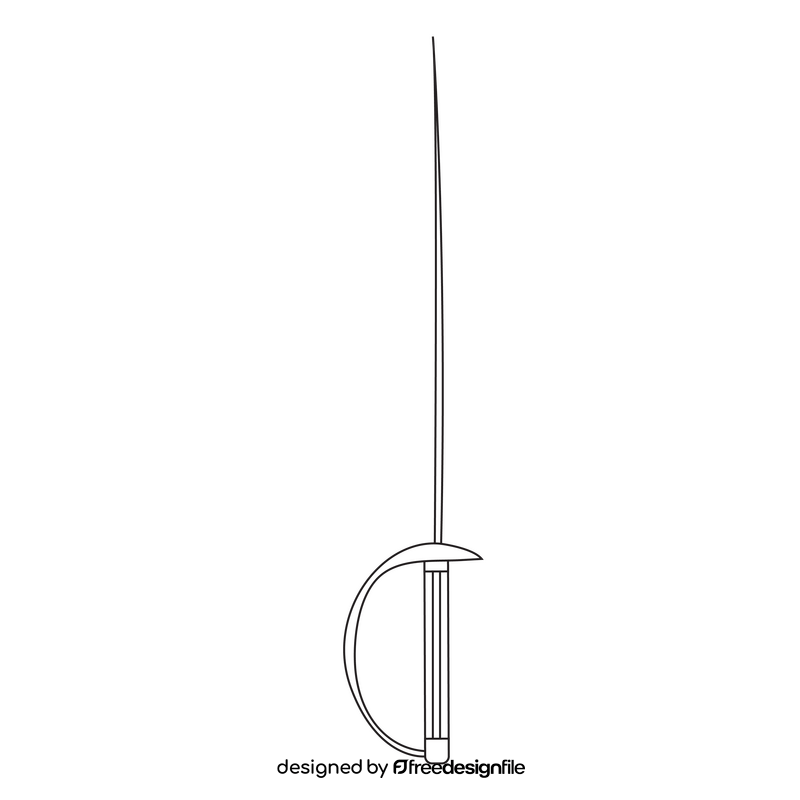 Fencing sabre sword black and white clipart