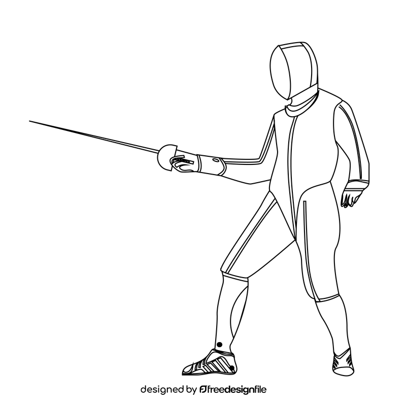 Fencer black and white clipart