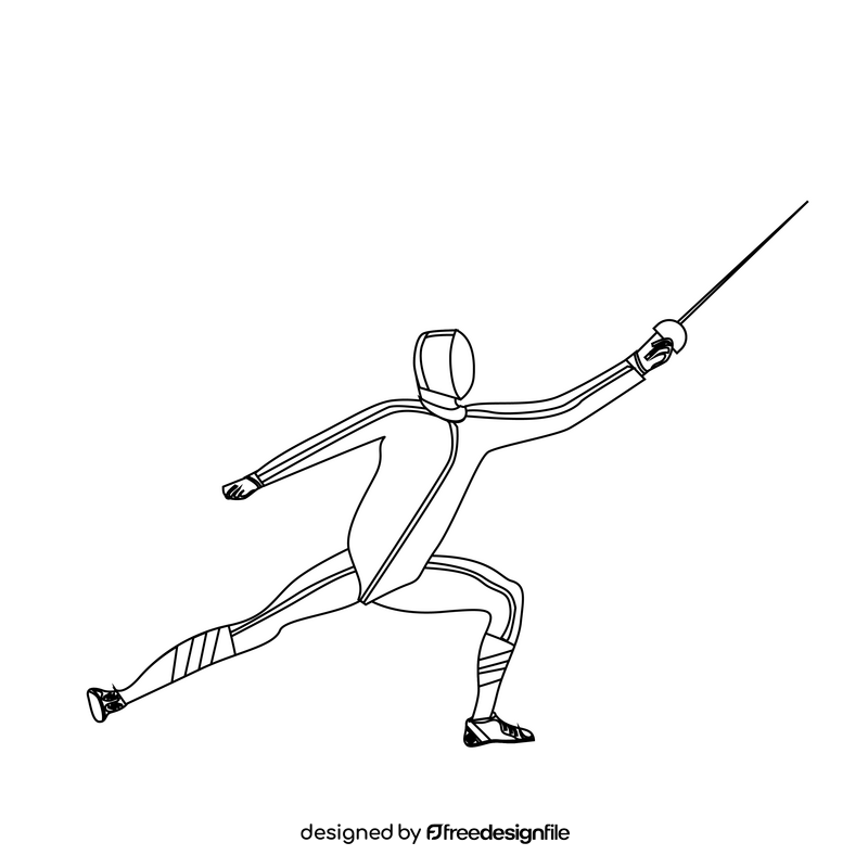 Fencer black and white clipart