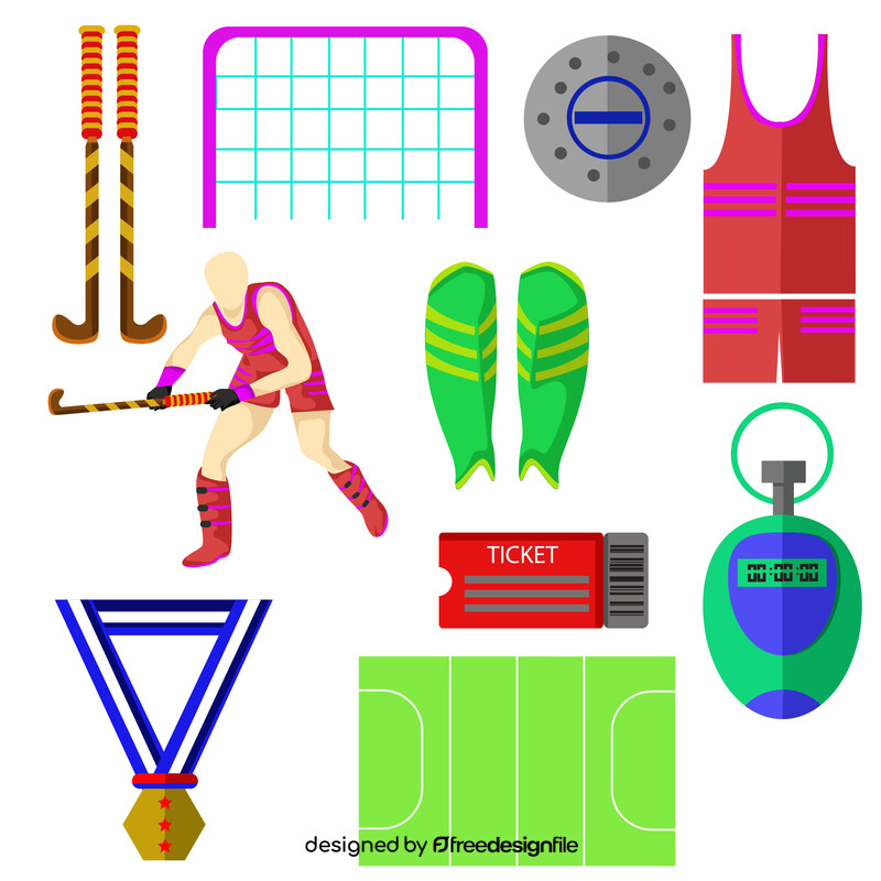 Field hockey set vector
