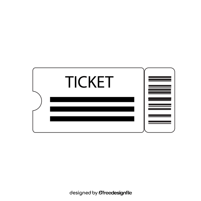 Ticket black and white clipart