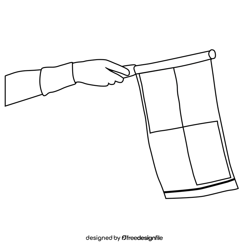 Football soccer offside flag black and white clipart